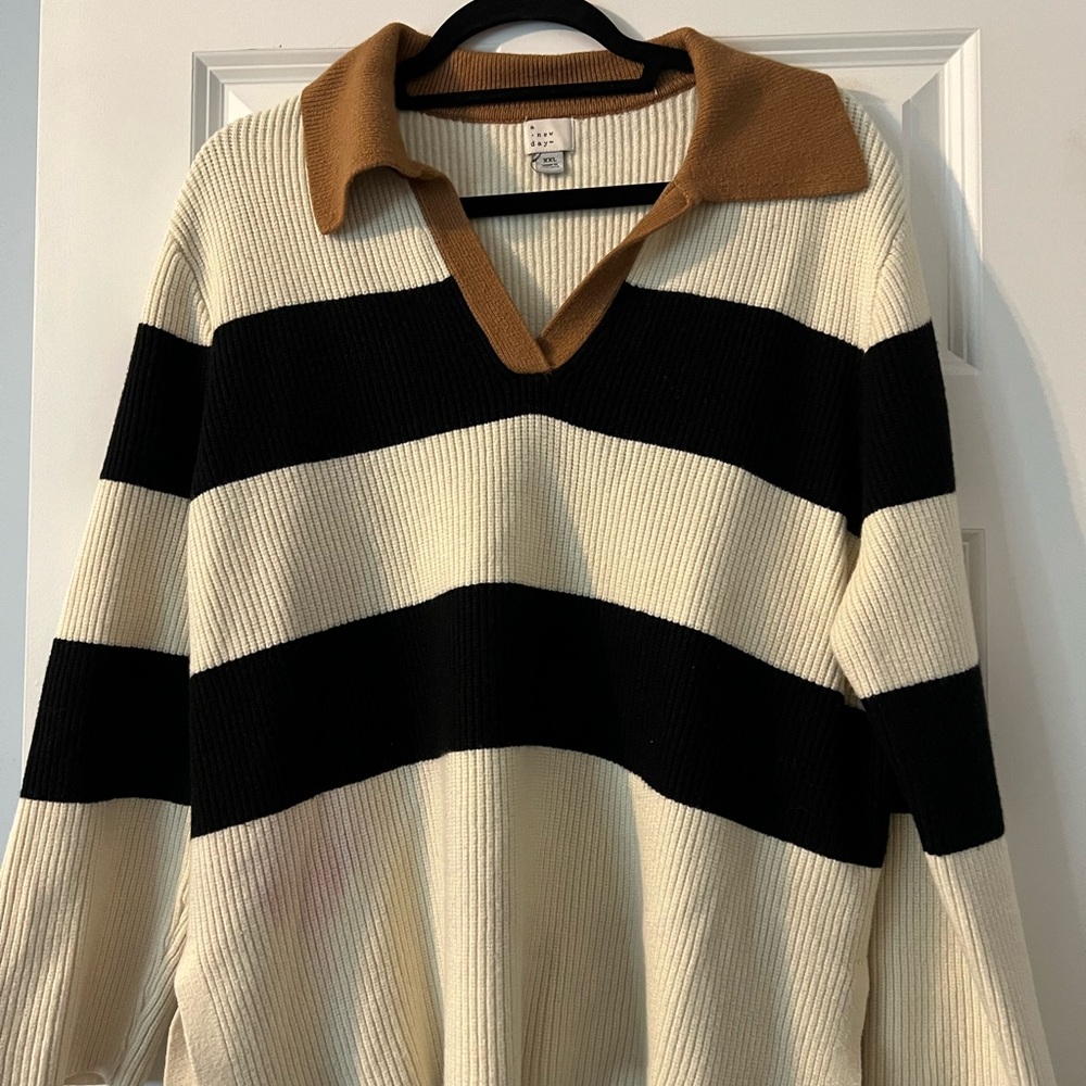 Striped Black and Cream Sweater